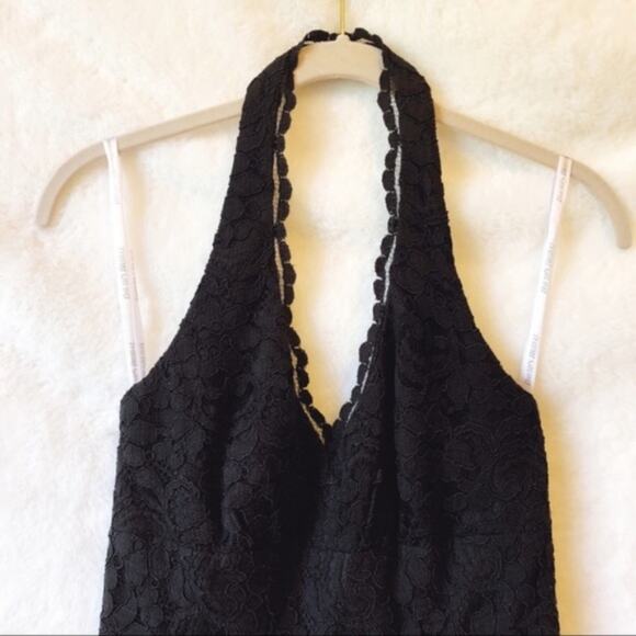 David’s Bridal Black Halter Top Laced Short Dress - Picture 5 of 16